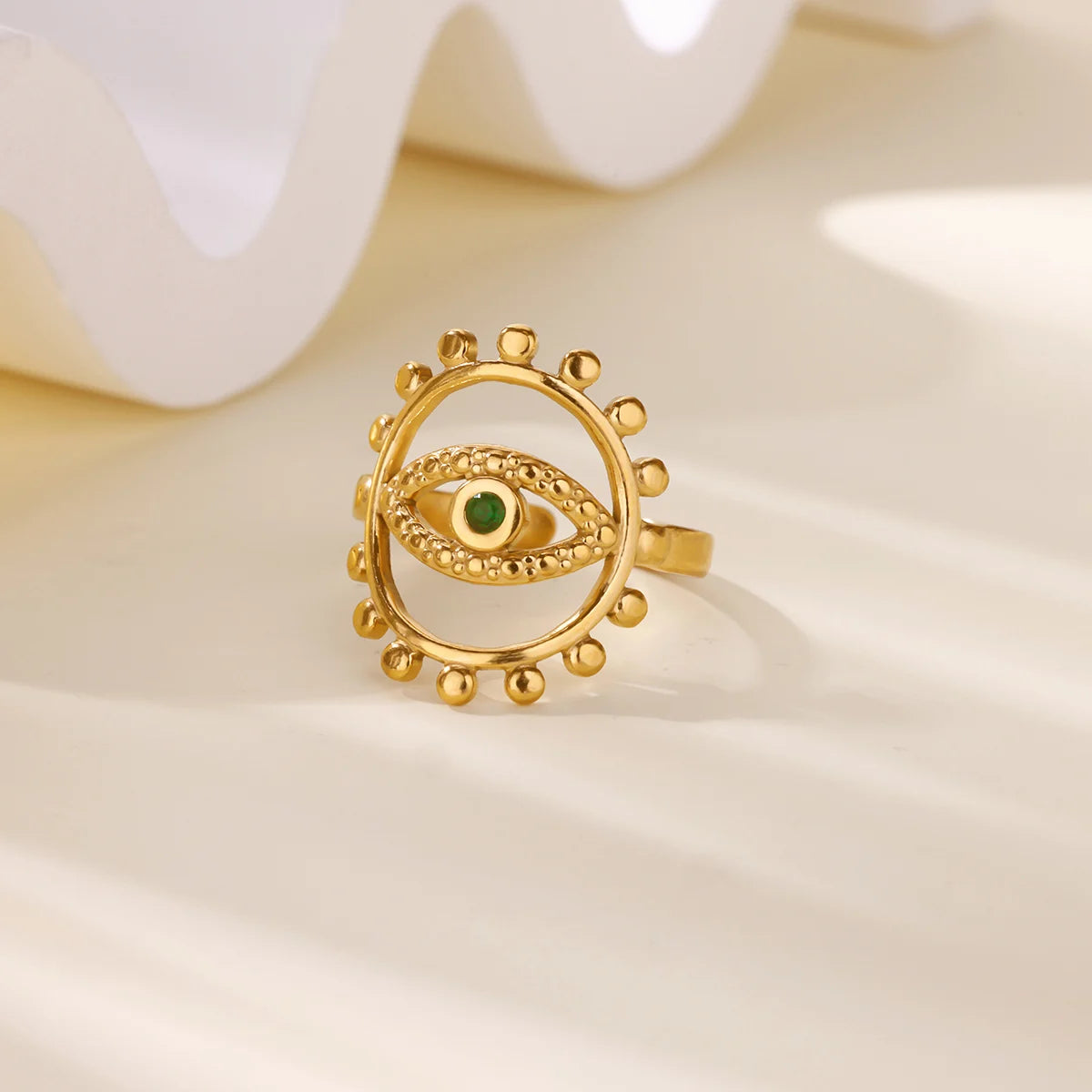 Luxury Zircon Evil Eye Rings For Women Gold Color Lucky Eye Opening Ring Women Trendy Punk Gothic Aesthetic Jewelry Accessories