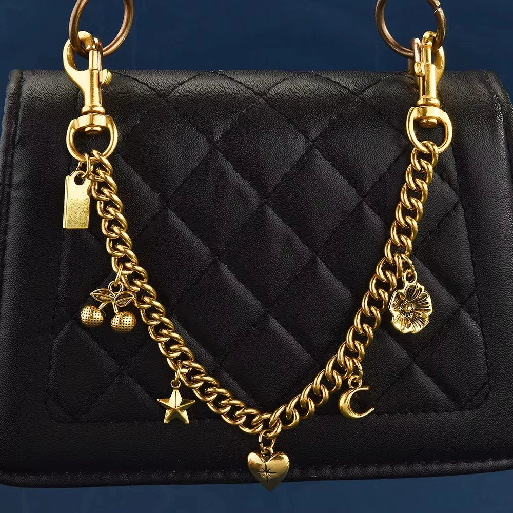 Alloy Cherry Flower Bag Pendant Versatile Design Bag Charms Hanging Chain Fashion Accessory