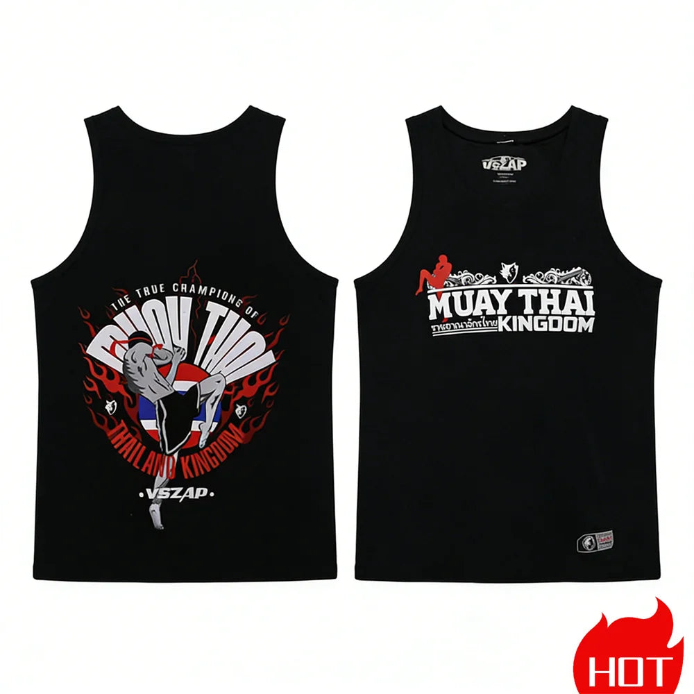 Summer men's sleeveless sports T-shirt Muay Thai training vest Quick drying wrestling vest Muay Thai men's t-shirts and tank top