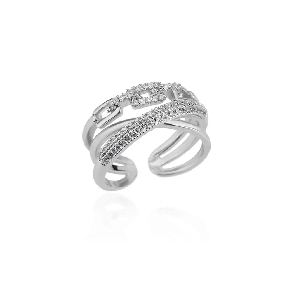 Zircon Double Star Rings For Women Gold Color Stainless Steel Opening Stars Finger Ring Wedding Party Aesthetic Jewelry Gift