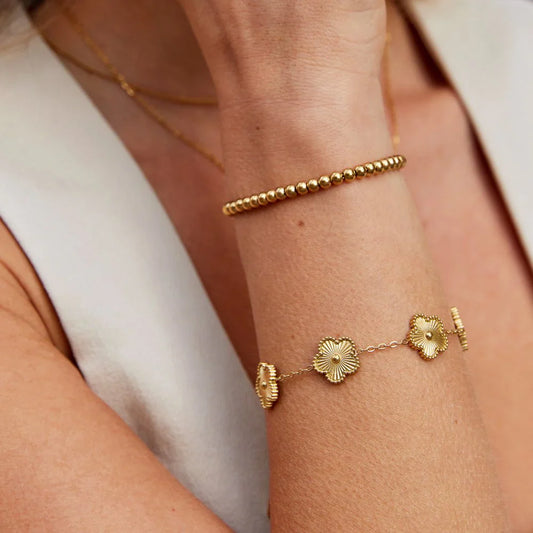 Golden Clover Flower Bracelet.