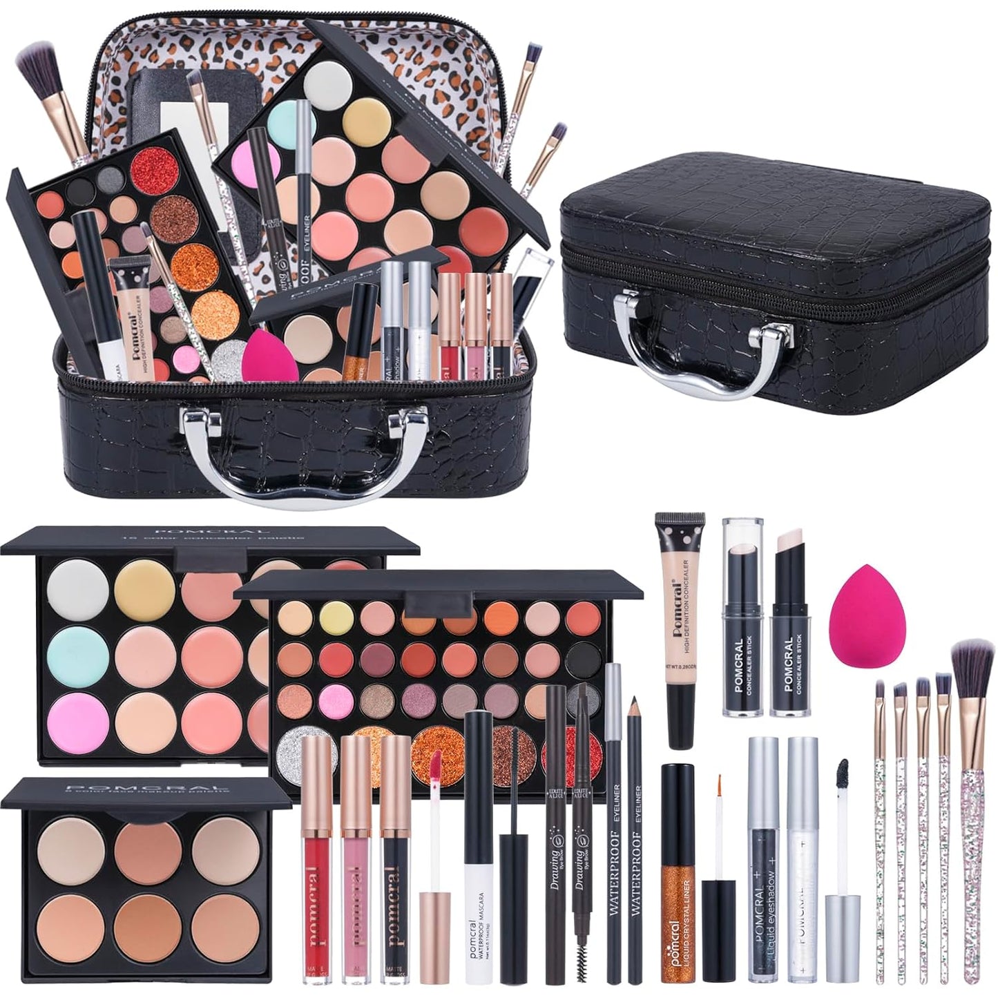 Makeup Kit for Teens,Girls Make up Kit,Makeup Set for Women Full Kit with Makeup Box, Eyeshadow Palettes, Lipsticks, Brushes and Beauty Tools,(Black)