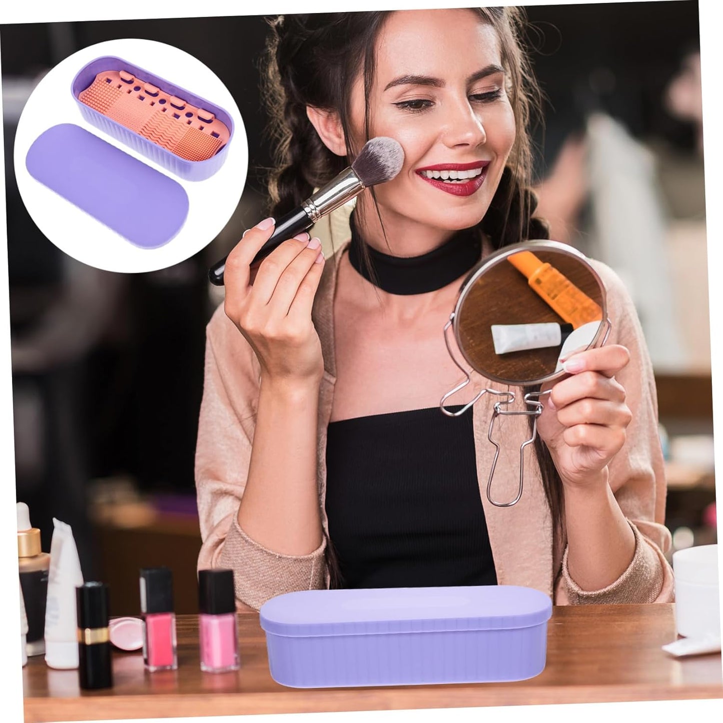 Makeup Brush Cleaning Storage Box Makeup Brush Cleaner Box for Women Home