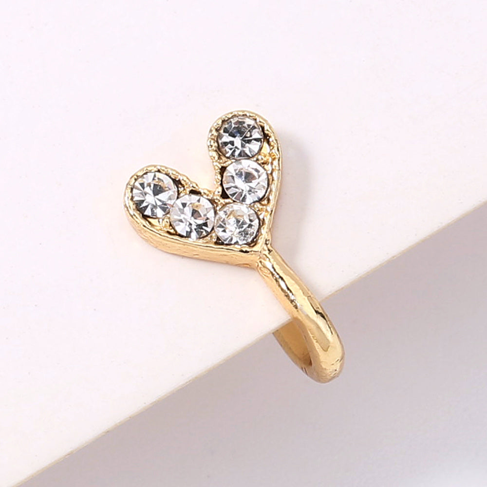 Gold rhinestone nose ring, mini crown rhinestone nose ring, piercing crown nose clip-0