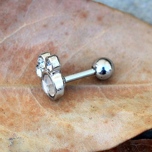 Animal Paw Cartilage Earring Gemmed Cartilage Piercing Animal Lover-2