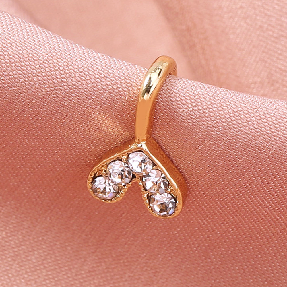 Gold rhinestone nose ring, mini crown rhinestone nose ring, piercing crown nose clip-3