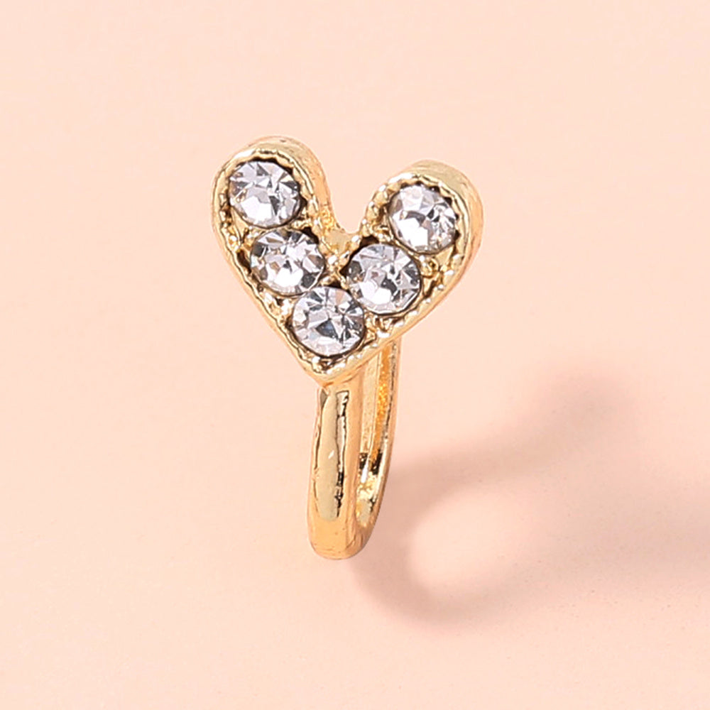 Gold rhinestone nose ring, mini crown rhinestone nose ring, piercing crown nose clip-2