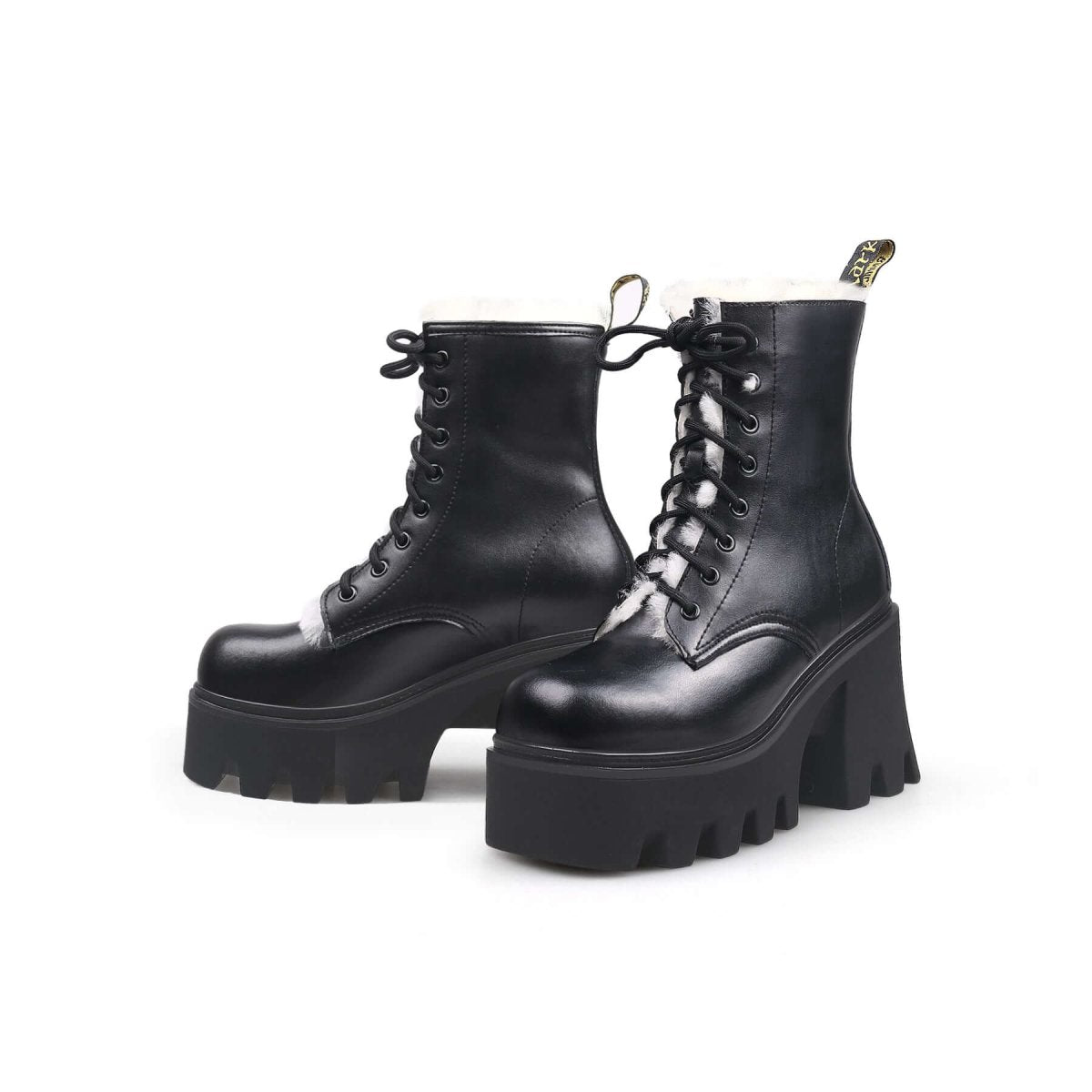 Fluffy Winter Thick Bottom Black Ankle Boots