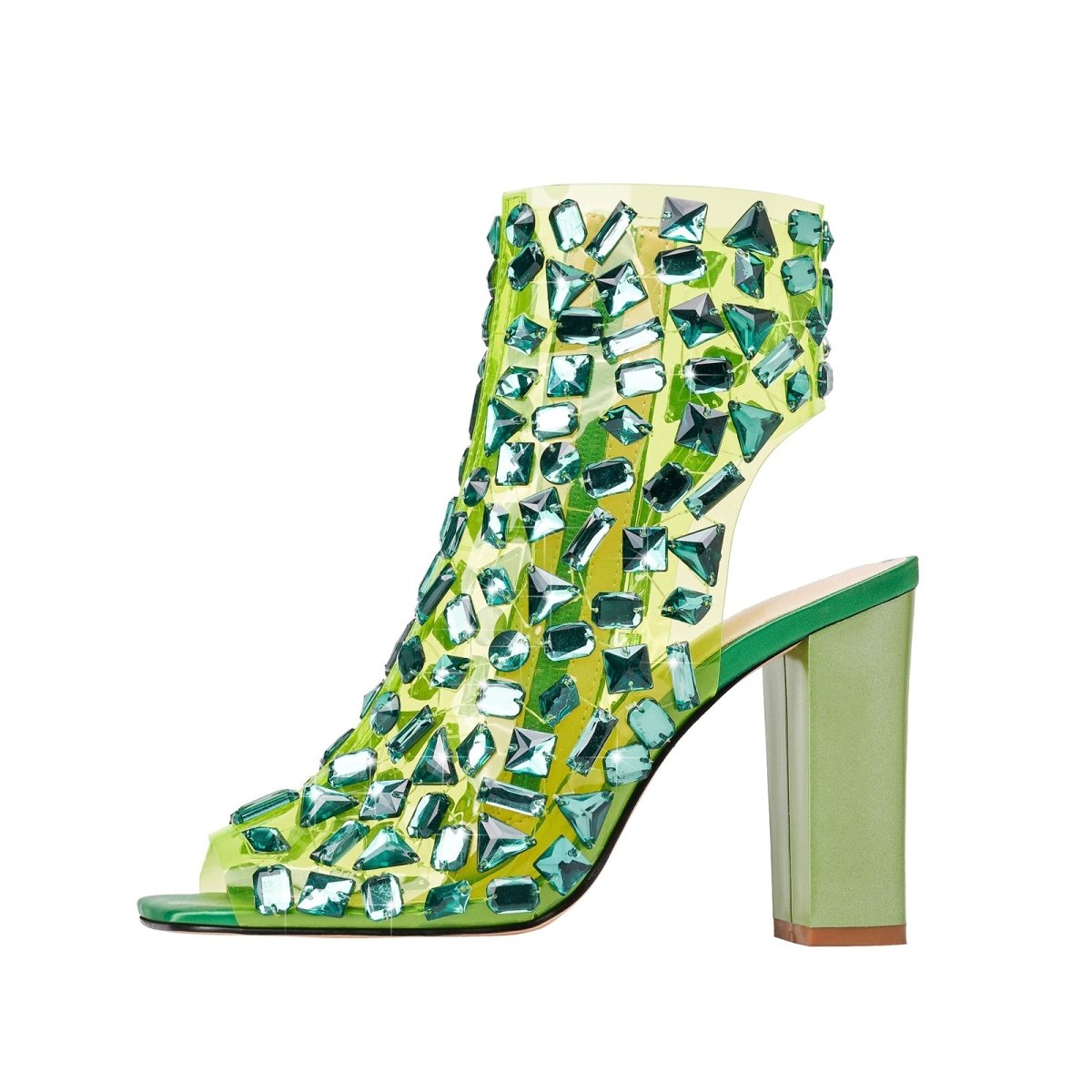 Gem Encrusted Mesh Open Toe Ankle Sandal Boots