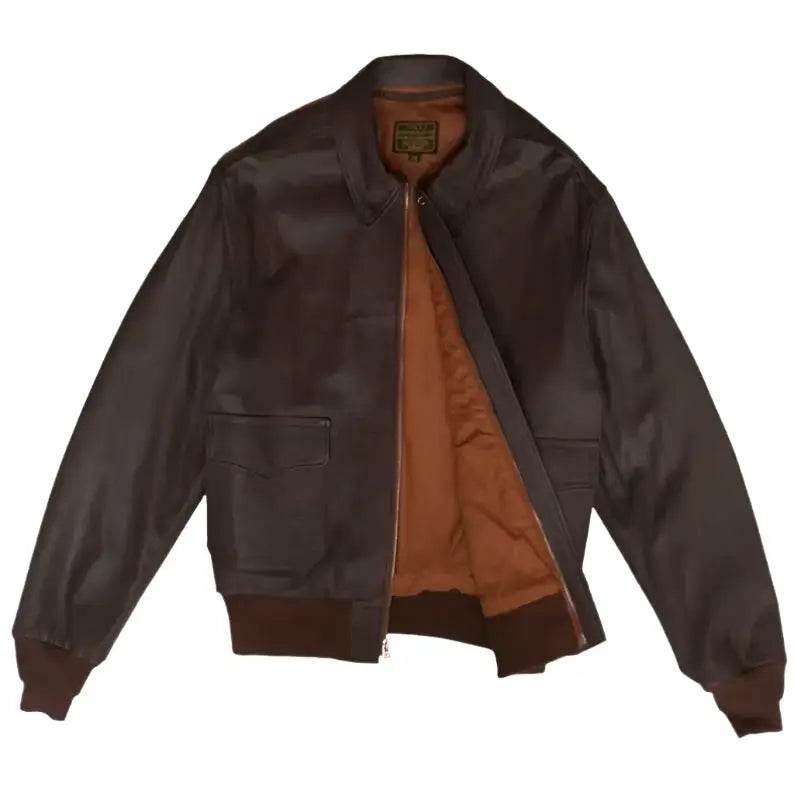 Men’s Wing Collar Leather Bomber Jacket