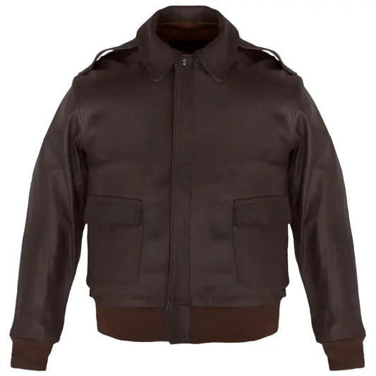 Men’s Wing Collar Leather Bomber Jacket