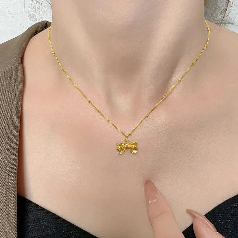 Dainty Bow Pendant Necklace - Sori Style