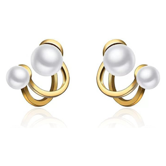 Double Pearl Stud Earring - Sori Style