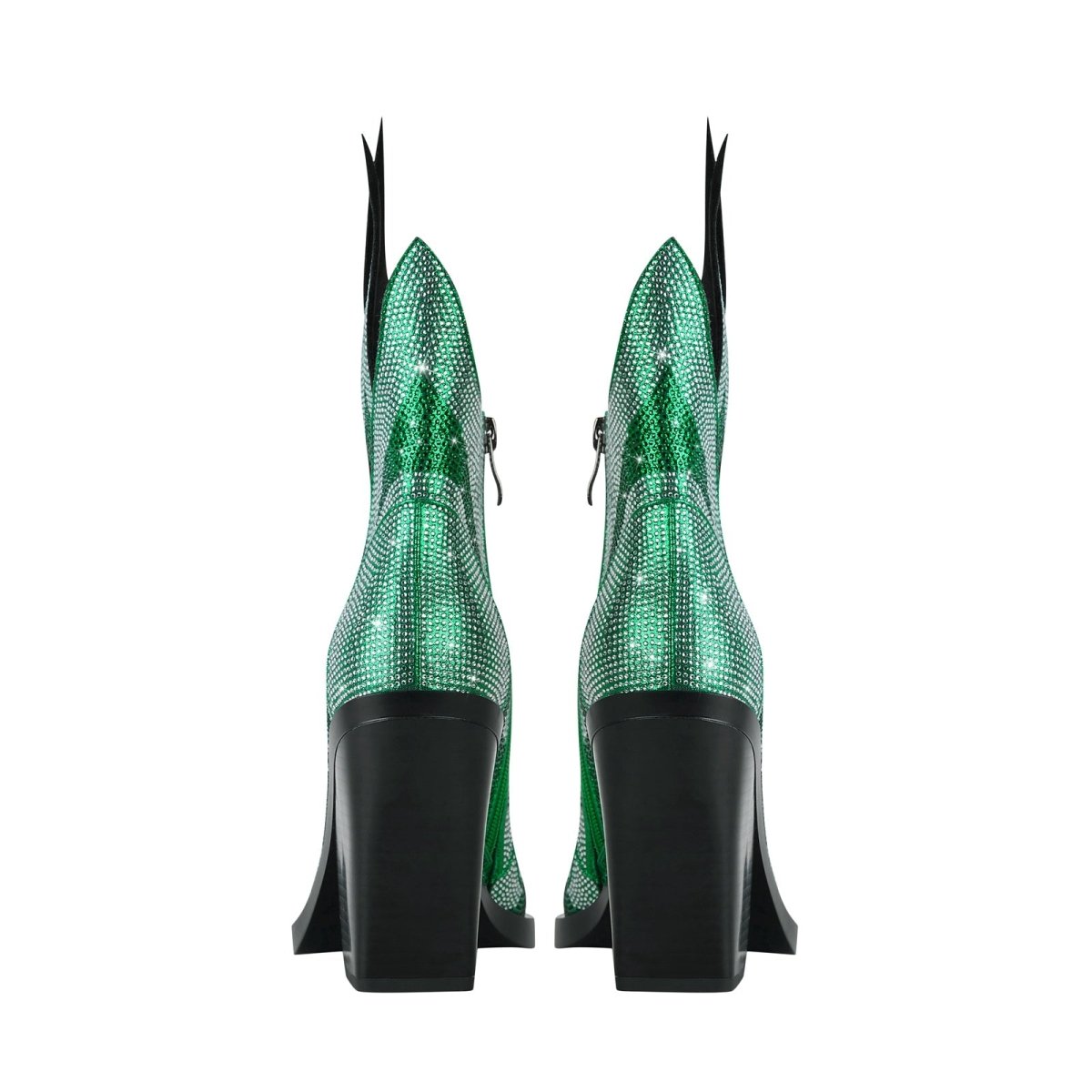 Sparkling Rhinestone Flame Pointed Toe Boots