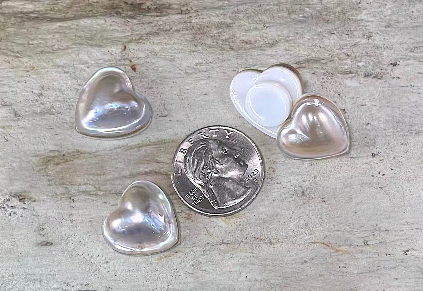 Mabe Pearl Earring, Teardrop & Heart Shape, Magnetic Earring clip on Non Pierced, Pair Earring, w/  Mother of Pearl Magnets clip Earrings