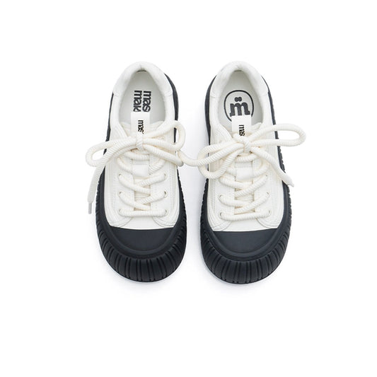 Women’s Platform Chunky Sports Sneakers – Ribbed Sole Leather Trainers